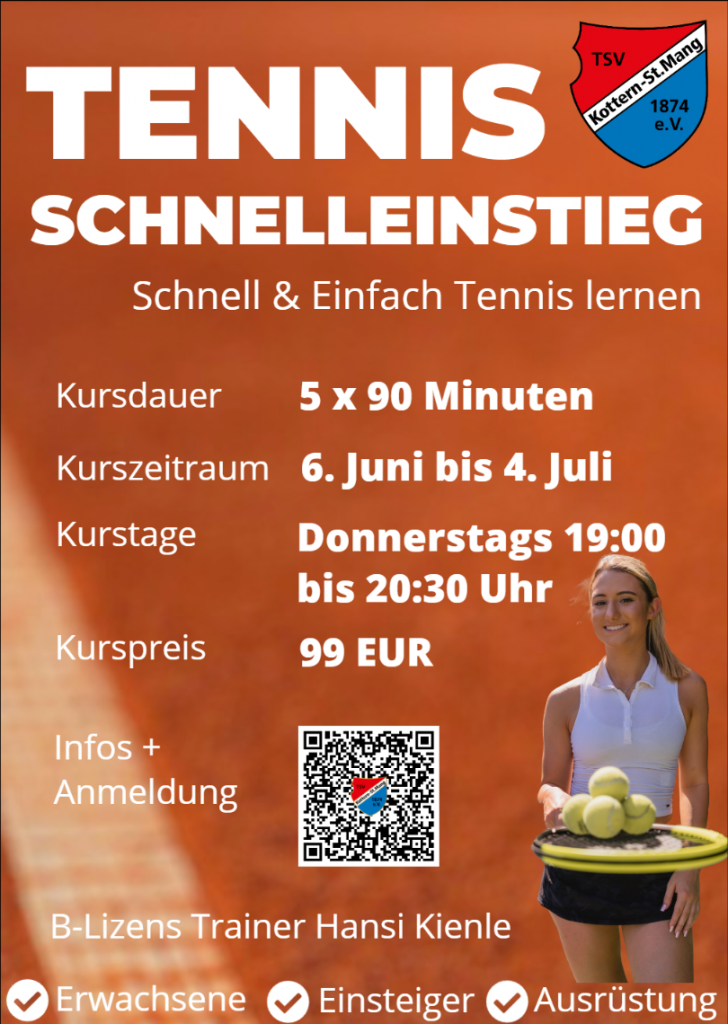 Einsteiger Tenniskurs in Kempten (Allgäu) beim TSV Kottern Tennis