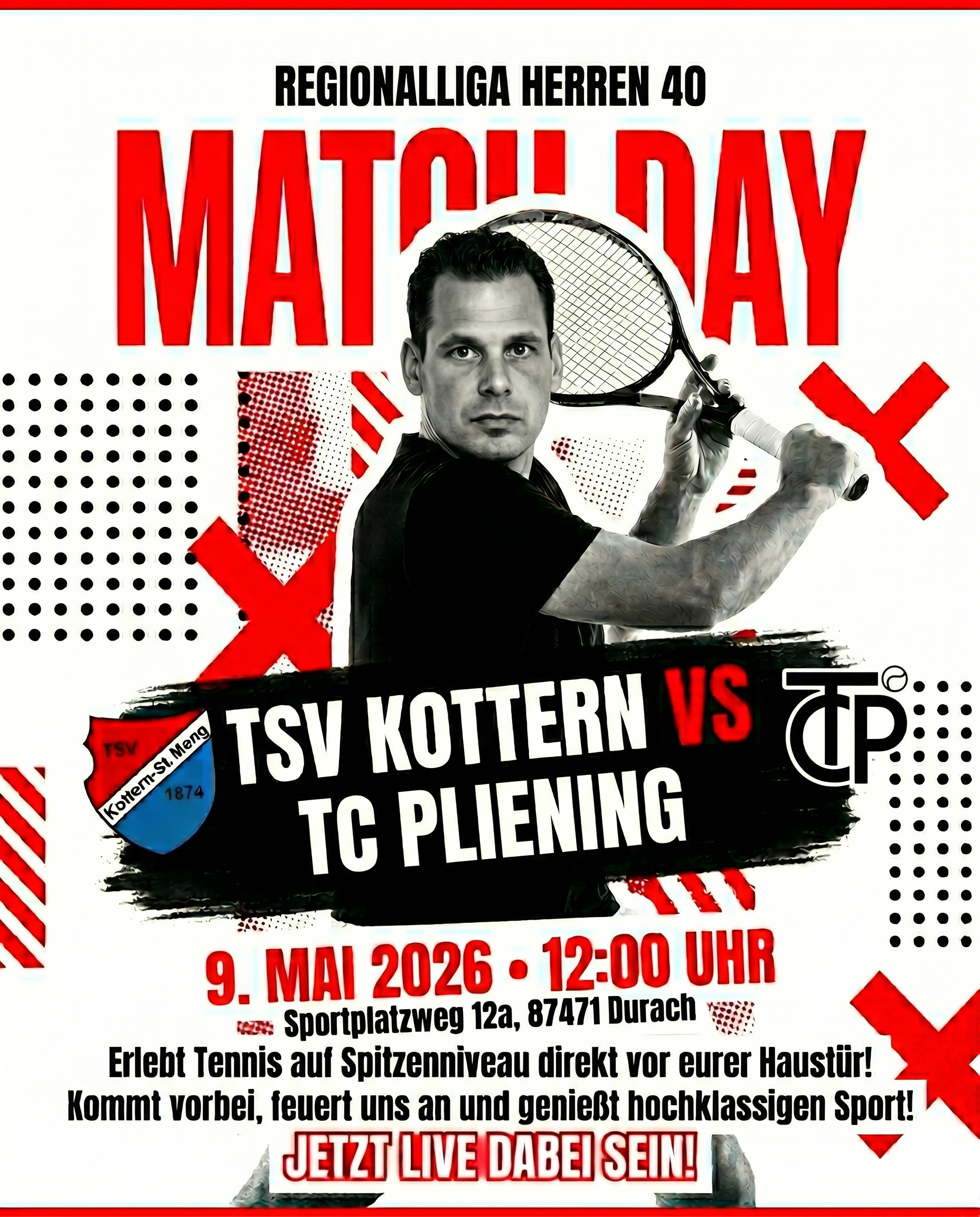 Nächstes Heimspiel TSV Kottern Tennis Herren 40 Regionalliga 09. Mai 2026
